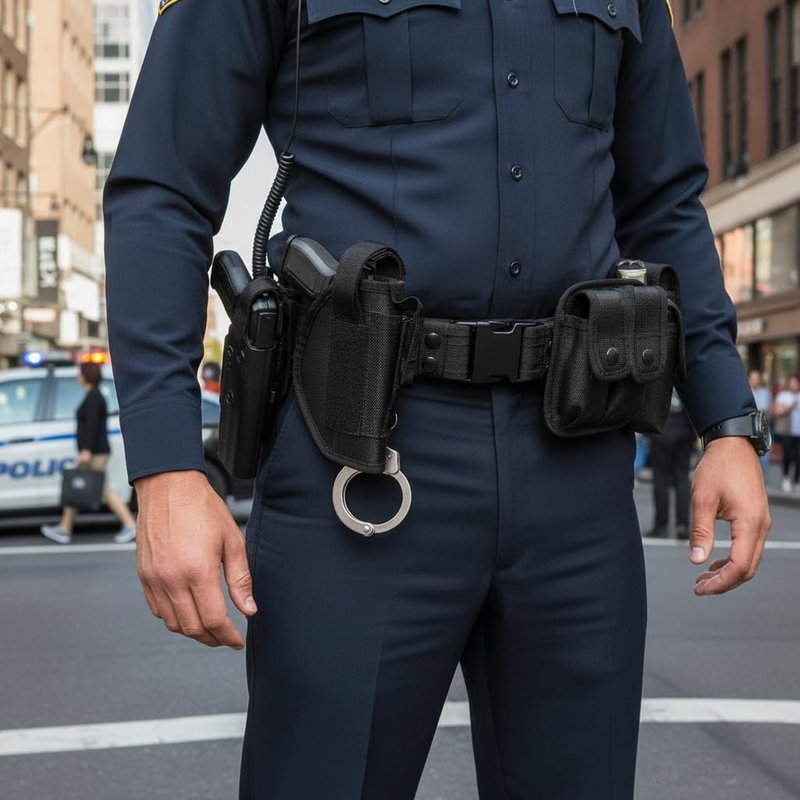 abcGoodefg 6 in 1 Black Utility Belt Tactical Police Belts with Pouch Men/Women Security Belt Law Enforcement Duty Belt Costume Belt (6 PCS, Black)