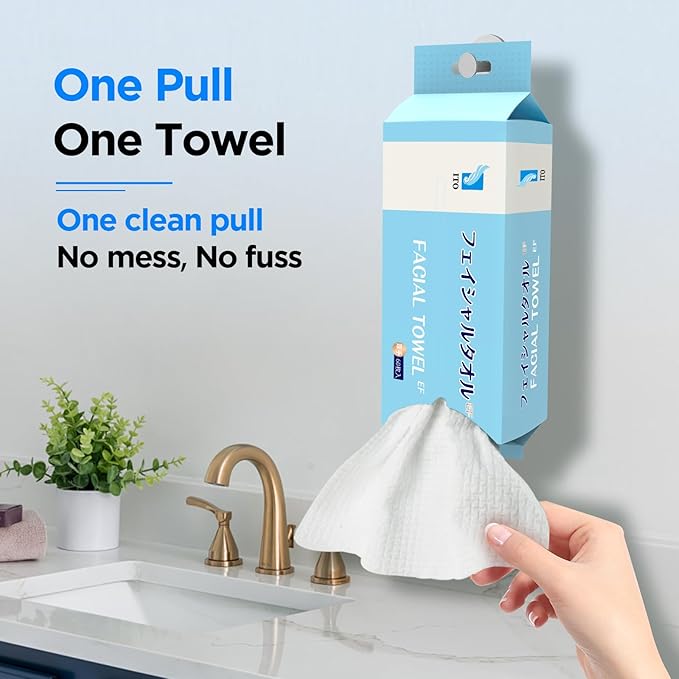 ITO Disposable Face Towel, Ultra-Soft 1-Second Quick-Dry Face Towels, Gentle