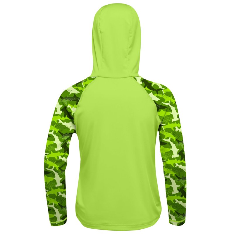 DRONIRING Boys Rash Guard Swim Hoodie, UPF 50+ UV Sun Protection Long Sleeve Fishing Shirt, Kids Youth SPF Water Shirts Lime Green