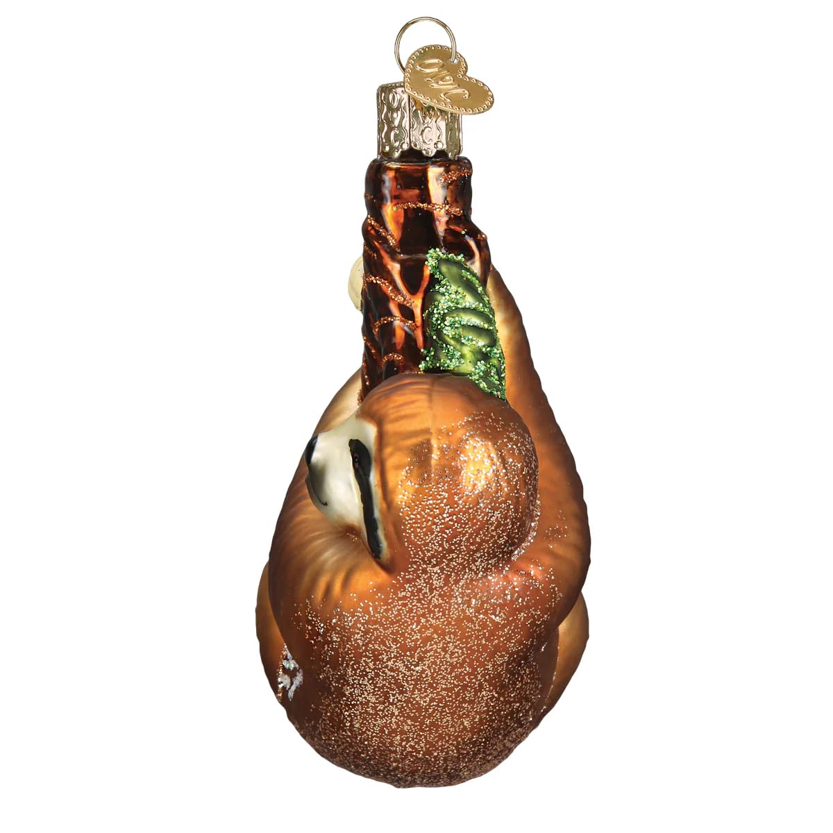 Old World Christmas Smiling Sloth Hugging Branch Glass Blown Ornament for Christmas Tree, Handcrafted Holiday Decoration, Wildlife Animal Collection