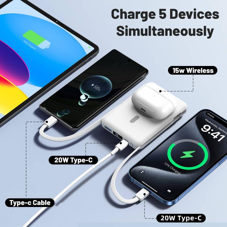 Azmuth for Magsafe Battery Pack, 10000mAh Magnetic Power Bank 22.5W PD Fast Charging with LED Display Wireless Portable Charger for Magsafe with Stand for iPhone 17/16/15/14/13/12/Pro/Pro Max