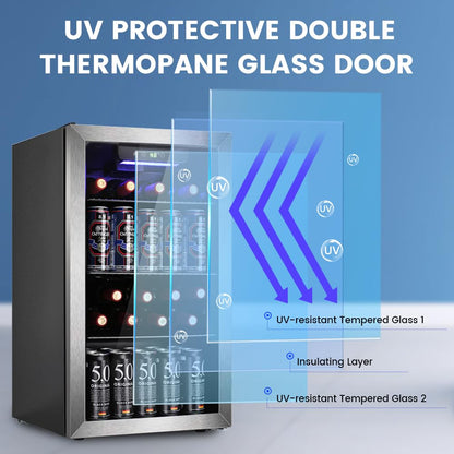 Electactic Mini Fridge 130 Can Beverage Refrigerator Cooler, 3.2 Cu.Ft Drink Fridge forSoda Wine Beer, Digital Temperature Control Cooler for Home, Dorm, Bar