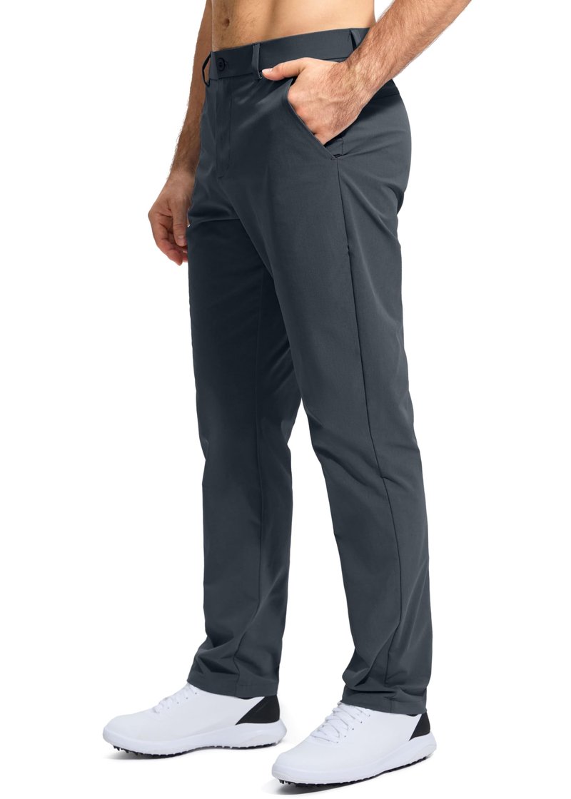 Pudolla Men's Golf Pants Mens Dress Slacks Pants Stretch Work Comfy Pants 34 Quick Dry Casual Trousers with Pockets(Iron Grey 36Wx34L)