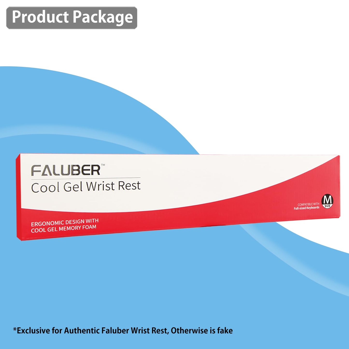 Faluber Cooling Gel Wrist Rest, 14.3-inch Length for Tenkeyless Keyboard, Memory Foam Palm Rest with Non-Slip Footpad, Ergonomic Design, Stain Resistant, PC Accessory Gaming Gear (Medium-TKL)