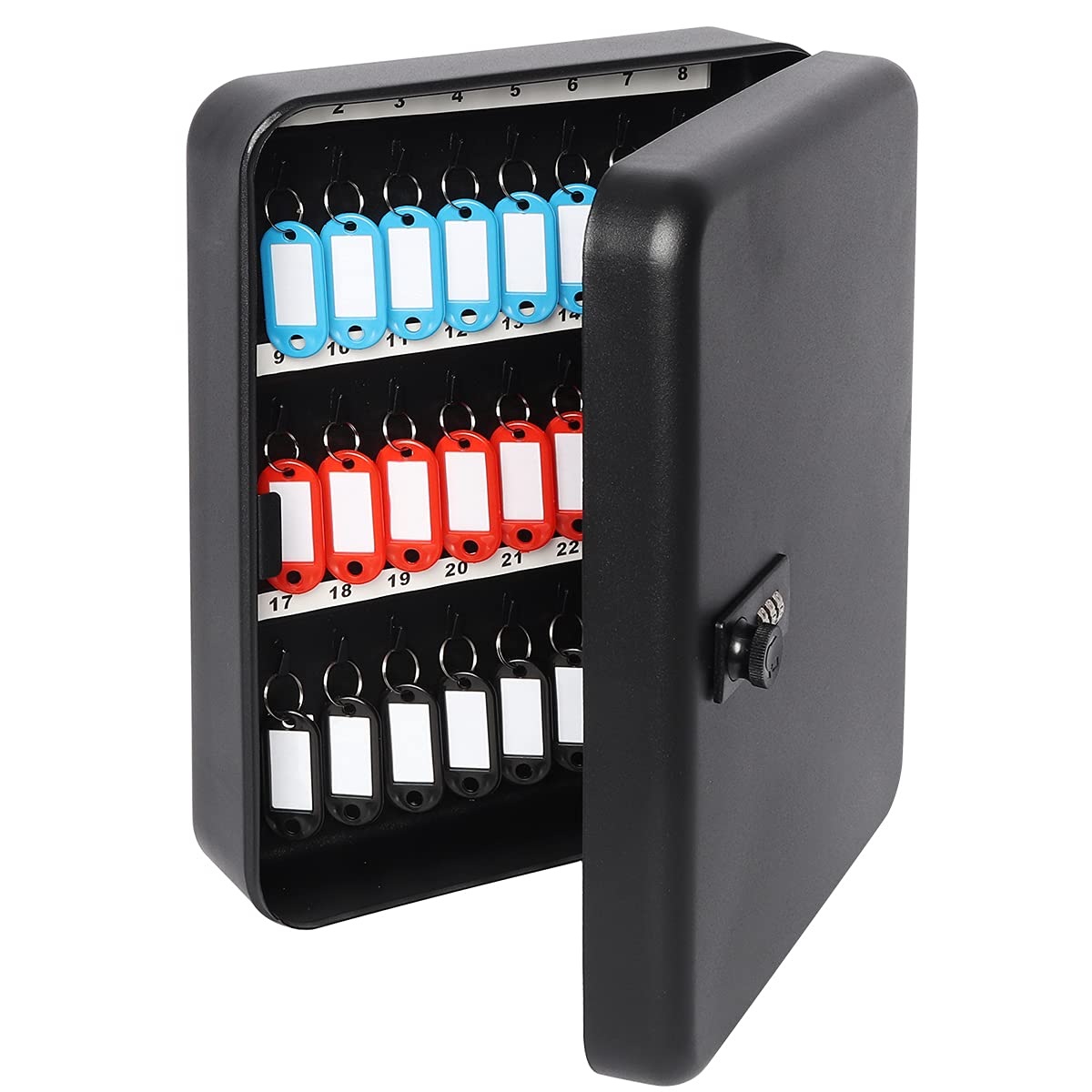 Decaller Large Key Box with Combination Lock, Key Cabinet Wall Mount Lock Box with 48 Hooks, 11 4/5" x 9 1/5" x 3"