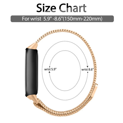 Metal Band for Fitbit Luxe Bands Women Men, Stainless Steel Mesh Loop Adjustable Magnetic Wristband Replacement Strap Compatible with Fitbit Luxe Fitness and Wellness Tracker (Rose Gold)