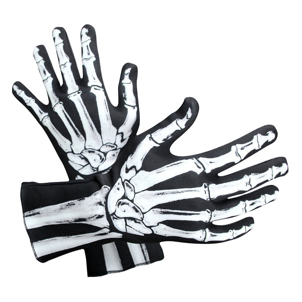 Amosfun Halloween Skeleton Gloves Full Finger Skeleton Gloves Unisex Halloween Party Cosplay Costume Accessory 11.8 x 4 Inch