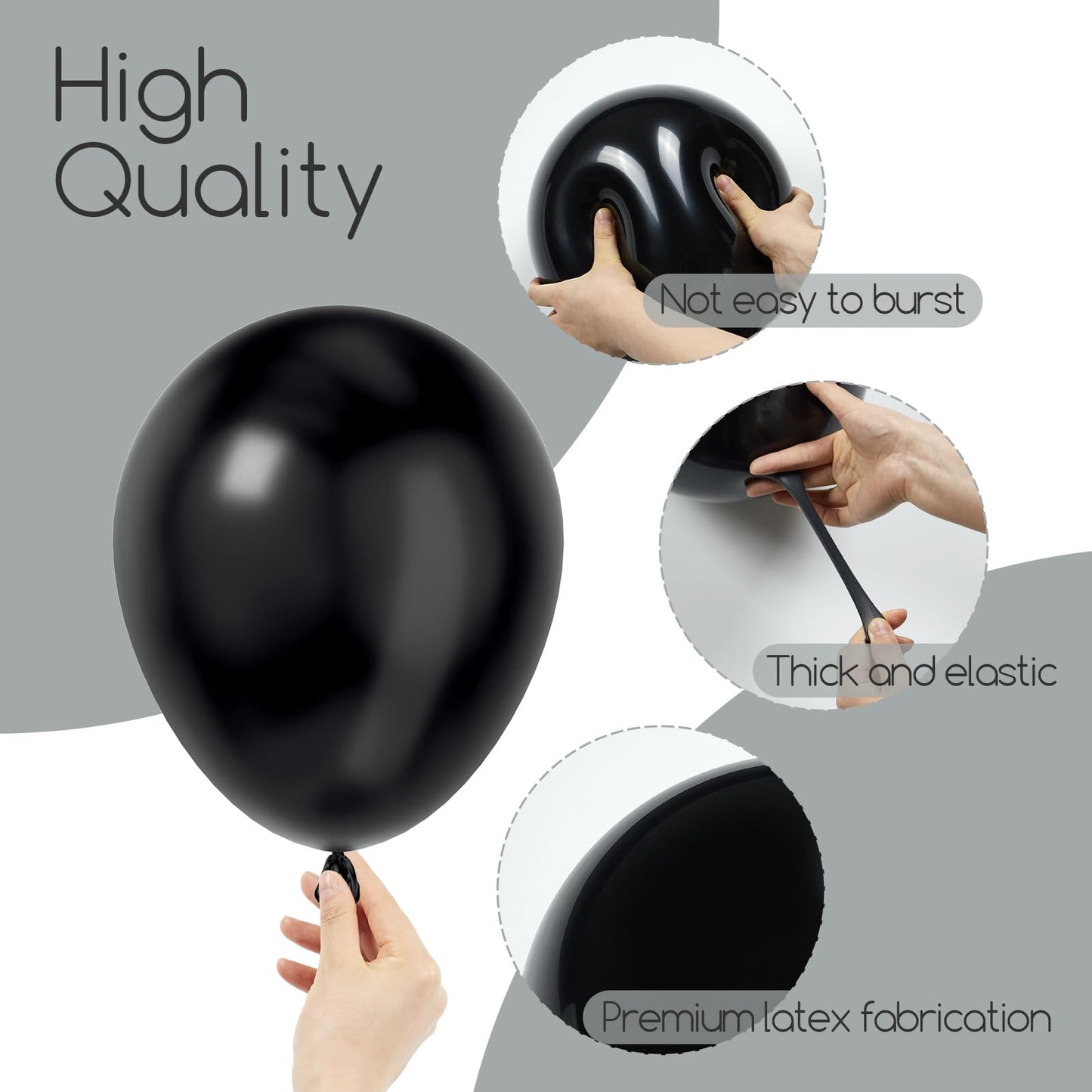 Awenztech 120pcs Black Balloon Arch Kit, 18 12 10 5 inch Black Latex Balloons Different Sizes Balloon Garland for Graduation Halloween Birthday Party Decorations