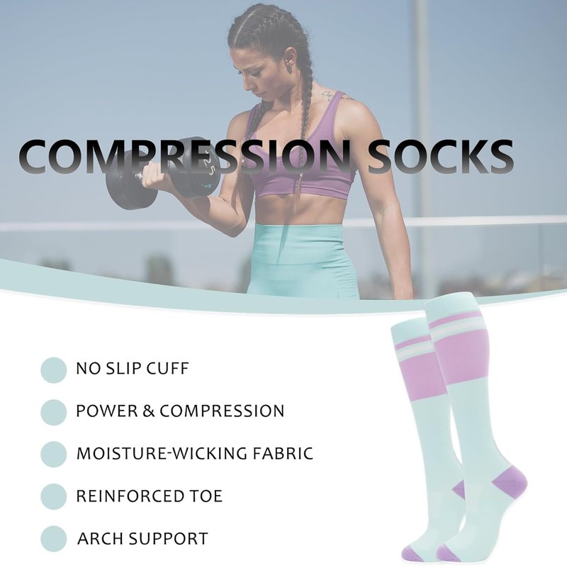 Compression Socks for Women & Men - Circulation Support | 6 Pairs for Nurses, Travel & Flight