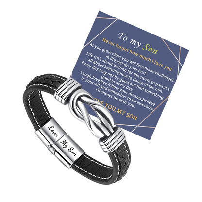 Sranich To My Son Bracelet,braided leather bracelet for Son Bracelet Gifts for Son From Mum