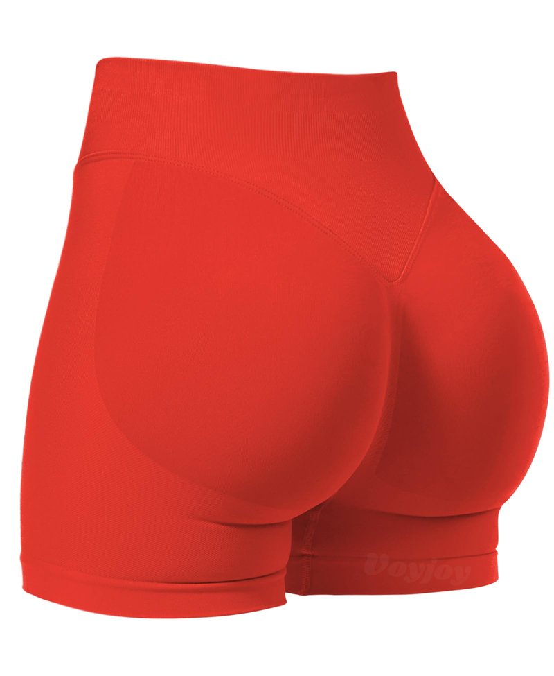 VOYJOY Women Workout Impact Shorts 2.5"/ 3.6"/ 4.5"/ 6" Scrunch Butt Lifting Gym Seamless Booty Biker Shorts Chili Red