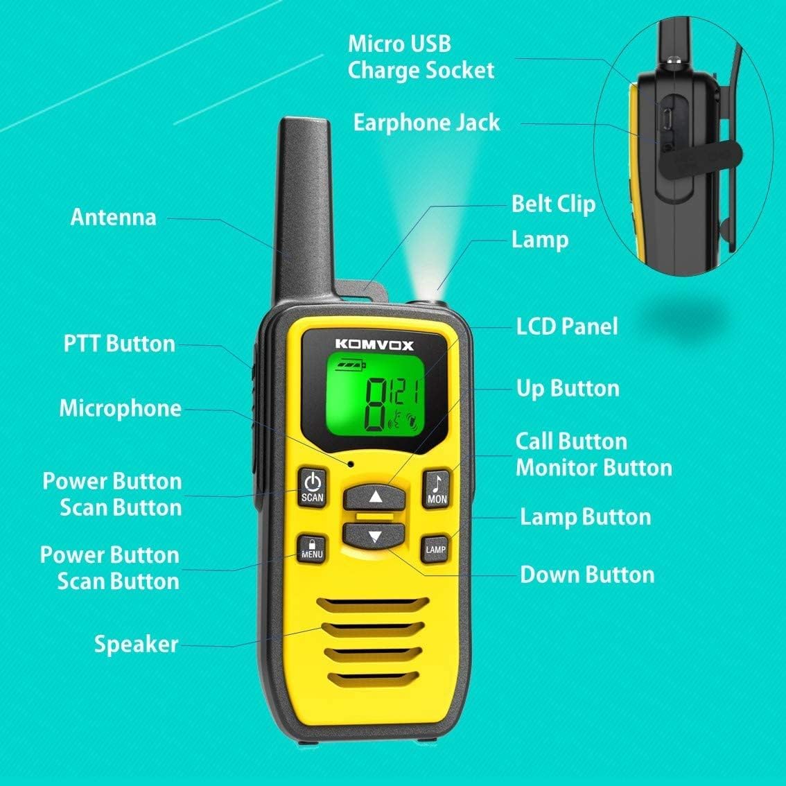 Professional Walkie Talkies for Adults, Rechargeable PMR Two Way Radios, 2 Way Radios Walky Talky Survival Gear and Equipment