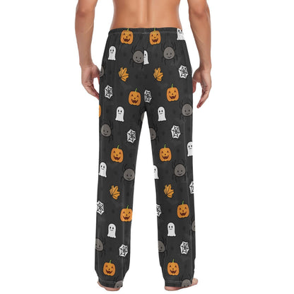 Pumkin Happy Halloween Leaf Spider Pajama Pants Mens Lounge Pants Super Soft Men Pajama Bottoms with Pockets Drawstring Size M