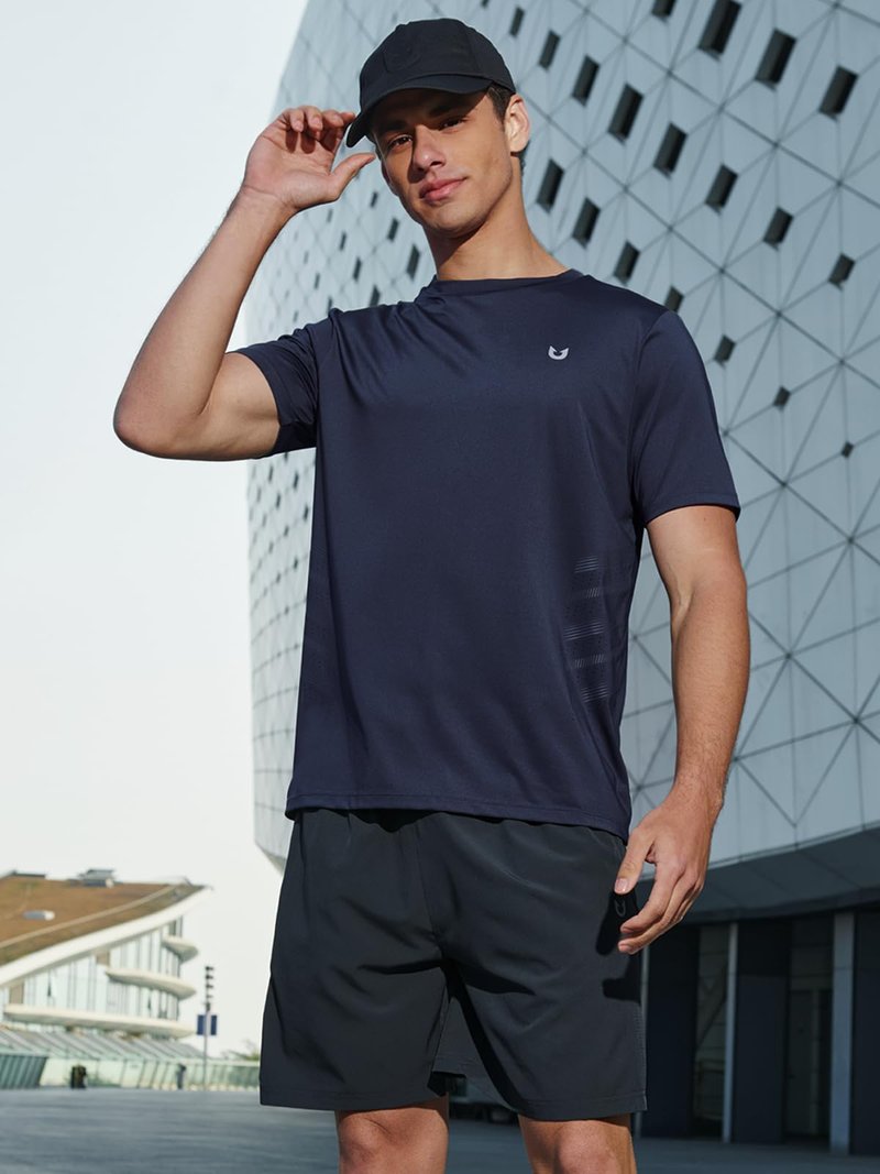 NORTHYARD Men's Workout Athletic Shirts Gym Running T-Shirts Tennis Quick Dry Short Sleeve Shirt Active Lightweight Sports Navy-L