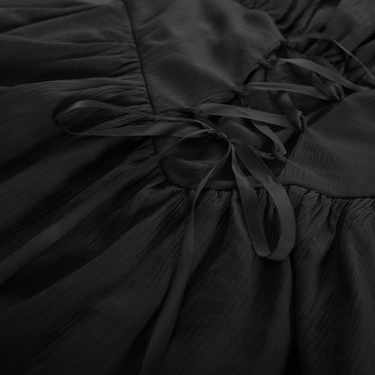 Renaissance Dress Corset Sundress for Women Lace Up Summer Cami Dress Black M