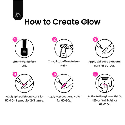 Beetles Hot Pink Gel Nail Polish - Luminous Pink Gel Polish 15ml Glow in the Dark Pink Halloween Soak Off Uv LED Nail Lamp Nail Art Manicure Salon DIY Home for Women Girls