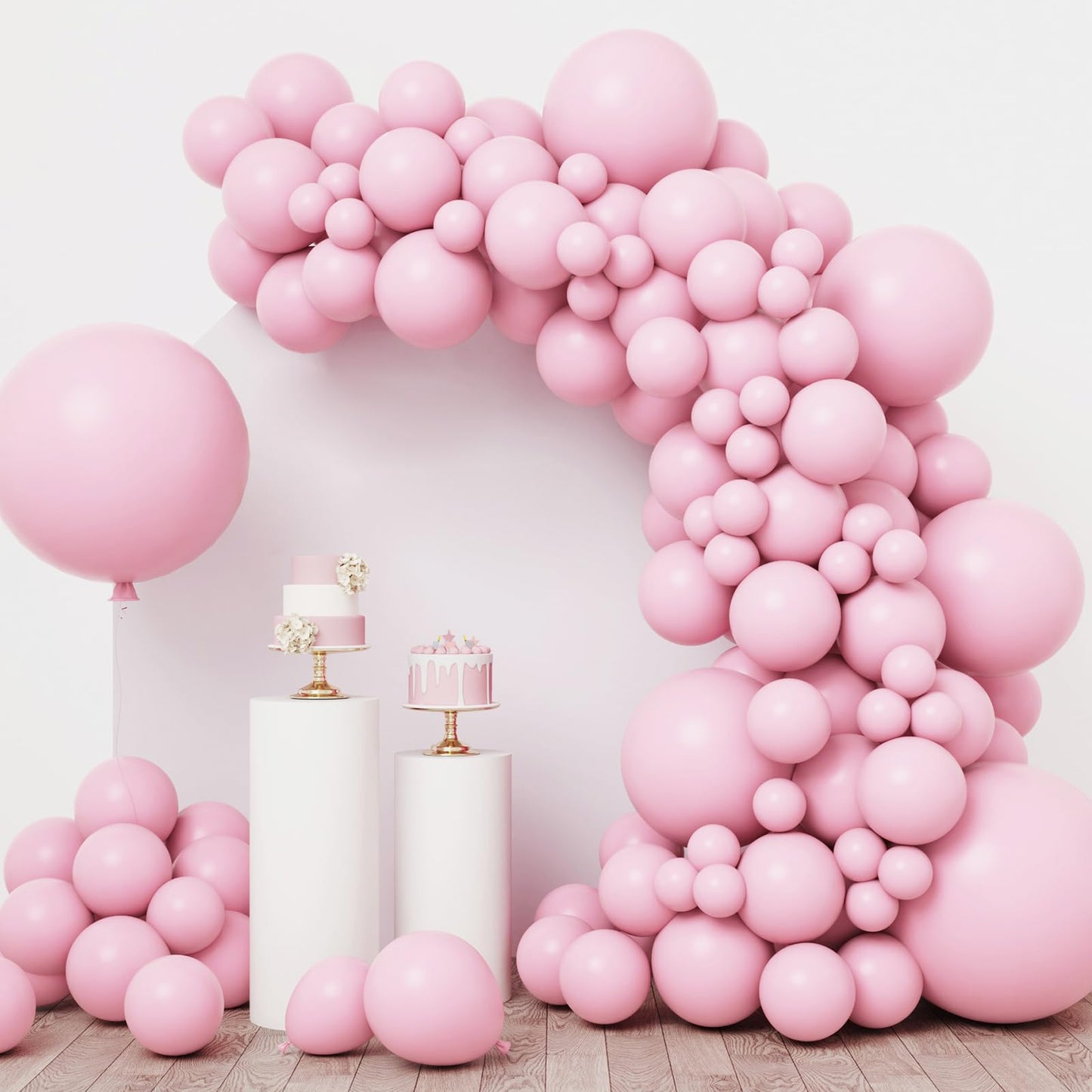 rubfac Pastel Pink Balloons, 146pcs Different Sizes Pack of 36 18 12 10 5 Inch for Balloon Garland Arch as Valentine's Day Graduation Wedding Birthday Baby Shower Anniversary Party Decorations