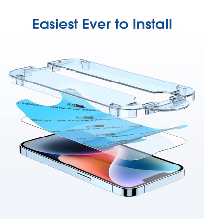 amFilm Auto-Alignment OneTouch for iPhone 16 [6.1''] Screen Protector + Camera Lens Protector, Tempered Glass, 30 seconds Installation, Bubble Free, Case Friendly, Anti-Scratch [2+2 Pack]
