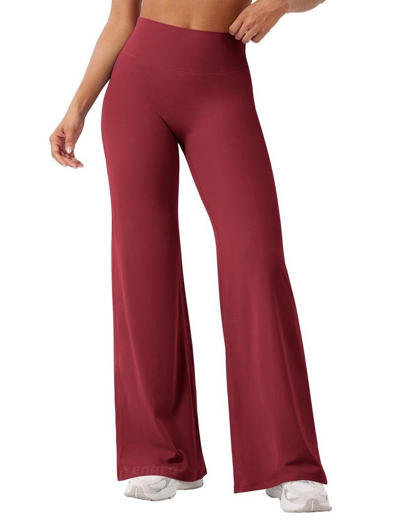 YEOREO Workout Leggings Womens No Front Seam Straight Leggings 31.5" High Waist Buttery Eddiy Gym Yoga Pants Ancora Red S