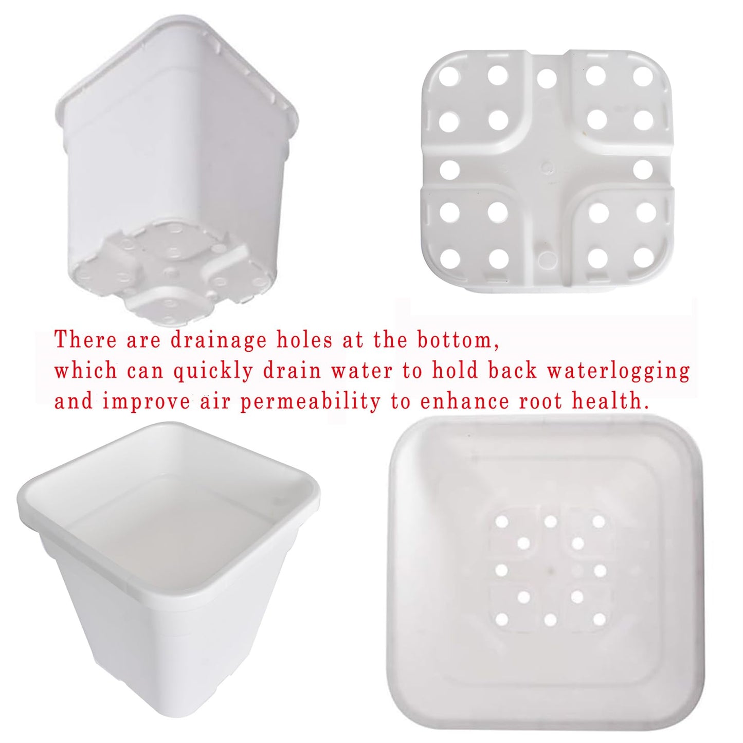 findmall 1 Gallon Square White Nursery Pots Plant Pots Grow Pots Nursery Container for Planting Soil Plants 10 Pcs