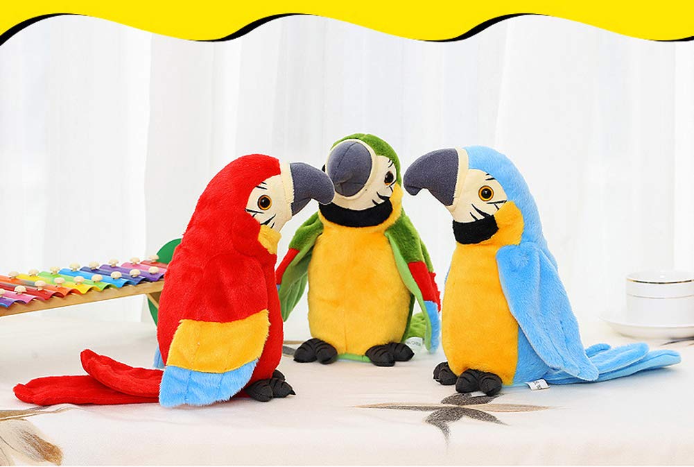 Kids Cutiest Talking Parrot Toy Mimicry Pet Speaking Plush Toy Repeat What You Say Waving Wings Electronic Record Bird Toy Stuffed Animal Interactive Sensory Educational Toy Birthday Xmas Gift