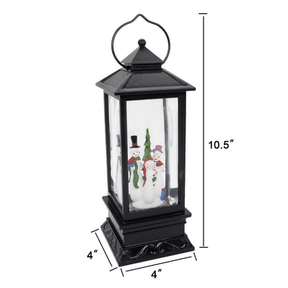 Wondise Lighted Musical Snow Globe Lantern with 6 Hour Timer, 12 Inches USB Powered & Battery Operated Spinning Water and Swirling Glitter Christmas Snow Globe Lantern Gifts(Snowman Family)