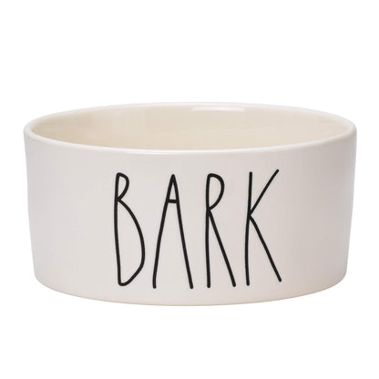 RAE Dunn Cute Ceramic Dog Bowl, Pet Dish for Dogs and Cats, Heavy Pet Bowl, Bark (6 Inches)