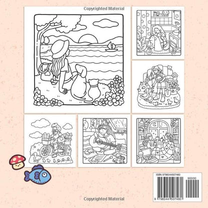 Girl Moments: Coloring Book for Adults and Teens Featuring Cute Cozy Daily Activities for Relaxation