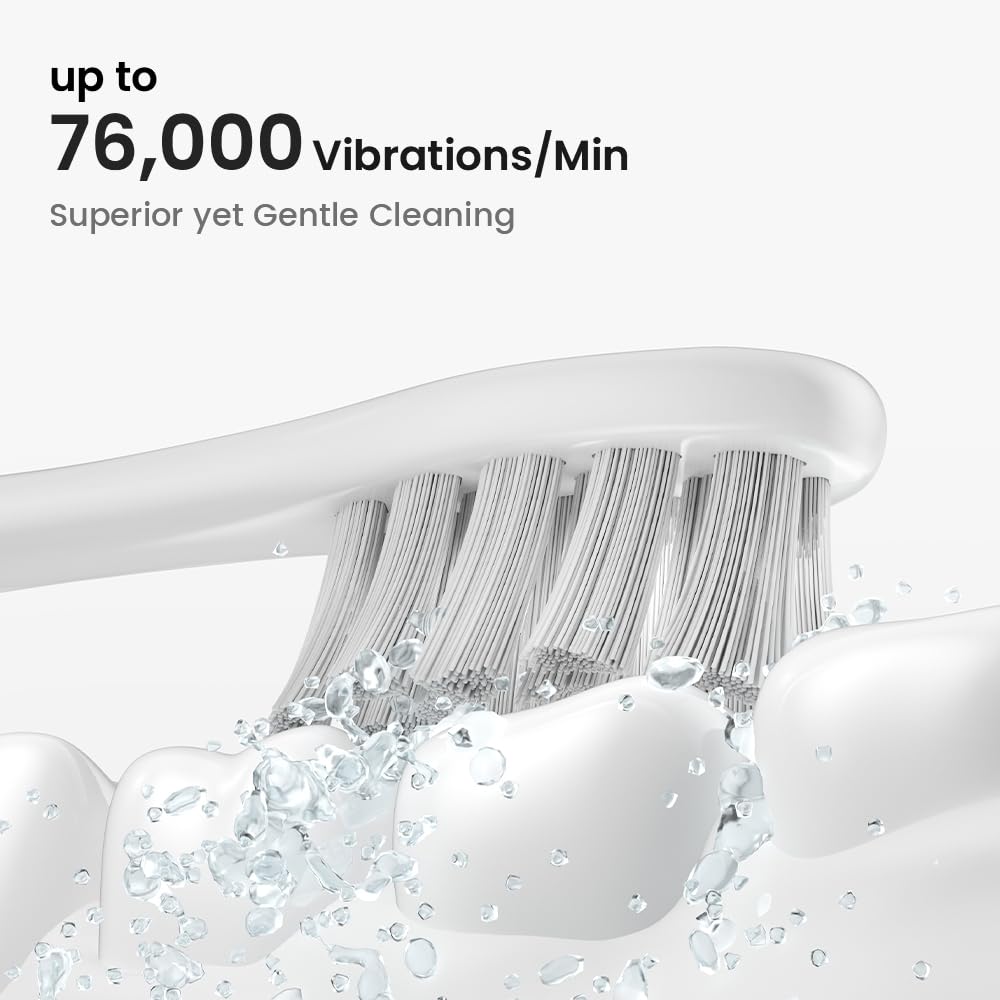 Oclean Electric Toothbrush for Adults, 150 Days Battery Life Electric Toothbrush, USB Rechargeable Sonic Travel Toothbrush with 6 Brush Heads & Travel Case, 5 Modes and Smart Timer