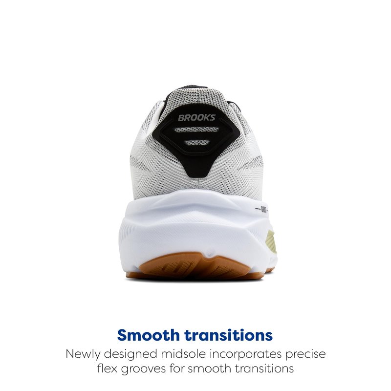 Brooks Men’s Ghost 17 Neutral Running Shoe - White/Black/Tea - 8 Medium