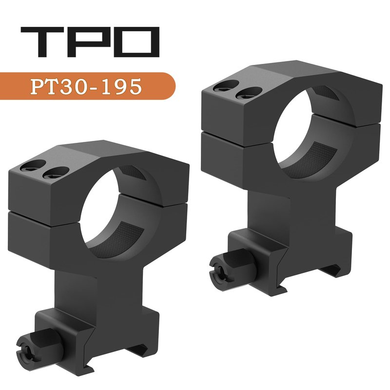 TPO 30mm Picatinny Scope Mounts, Heavy Duty 30mm Picatinny Scope Rings (1.95" Height Scope Rings) PT30-195