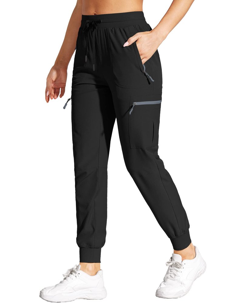 VILIGO Cargo Joggers for Women Travel Hiking Pants with Pockets Black M