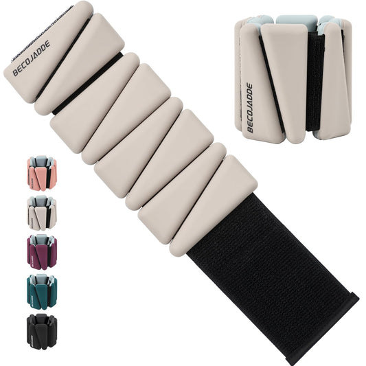 BECOJADDE Ankle Weights for Women Set of 2 (2 lb Each) Adjustable Wrist Weights Training Intensity for Strength Training Walking Running Yoga Pilates Jogging for Women Men, Pewter Beige