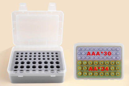 Battery Organizer Storage Box, Garage Case Holder for 24* AA, 30* AAA Batteries (Bag Not Include Batteries Pack) (white)