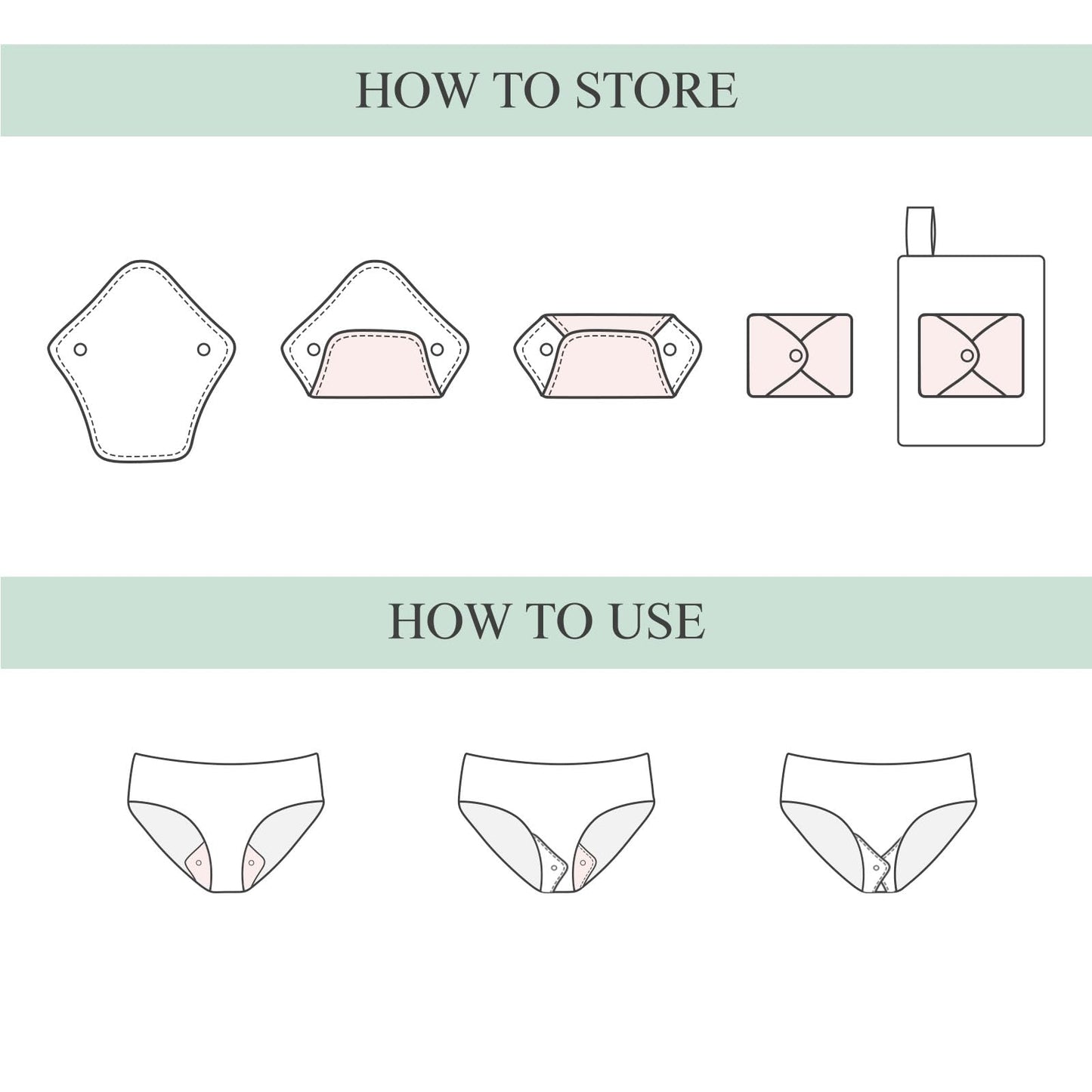 Washable Sanitary Pads Set, Reusable Sanitary Napkin, Menstrual Panty Pads for Girls/Women, Leak-Proof, Washable, Soft, Absorbent - Intimate Set with 1 Waterproof Storage Bag (180mm, Count, 8)