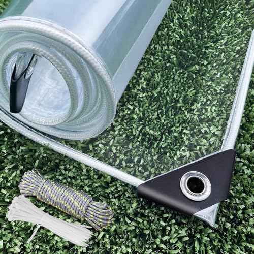 Dulepax Clear Tarp Heavy Duty with Grommets 8x10 FT Waterproof PVC Tarpaulin 14 Mil for Patio Enclosure, Greenhouse Cover, Porch Roof
