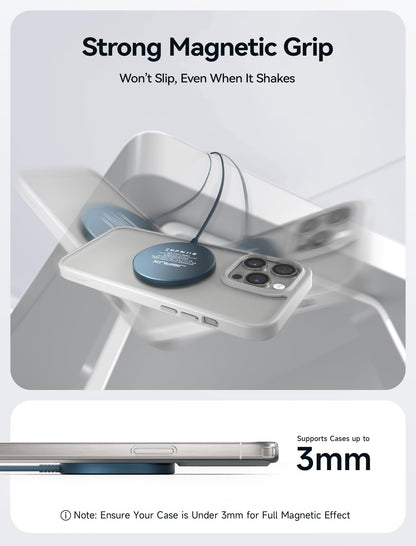 JSAUX Wireless Charger for iPhone 17 MagSafe Charger, Magnetic Charger for iPhone 17 Air Pro Max/16/15/14/13/12 Series/Airpods, Aluminum Alloy, USB & USB C Dual Ports, Mag Wireless Charging Pad-Blue