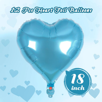 12 Pcs Red Heart Balloons,18 Inch Heart Foil Balloons Love Balloon Valentine Balloon for Birthday Party Wedding Engagement Party Baby Shower Valentine Day Decorations (red)