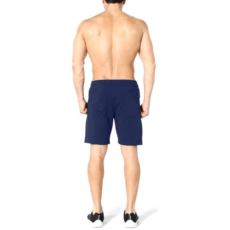ZENWILL Mens Gym Running Shorts, Workout Athletic Bodybuilding Fitness Shorts with Zip Pockets (Small, Navy)