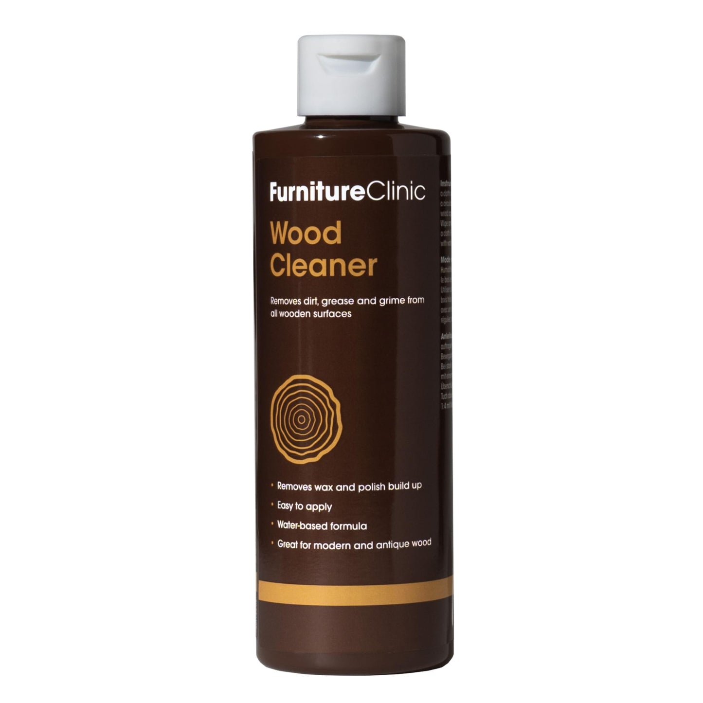 Furniture Clinic Wood Cleaner (500ml) | Restore & Clean Wooden Floors, Furniture, Blinds, Doors, Decking and Many other Wood Surfaces - Easily Remove Wax & Polish Build up, Grease and Grime