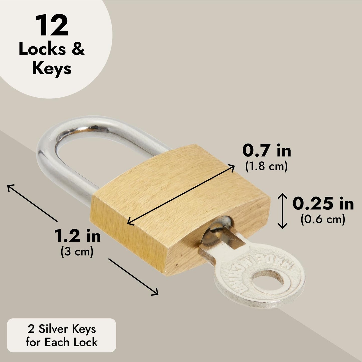 Juvale 12 Pack 1.2-inch Small Luggage Locks with Keys - Mini Padlocks for Locker, Suitcase and Gym - Locks for Luggage