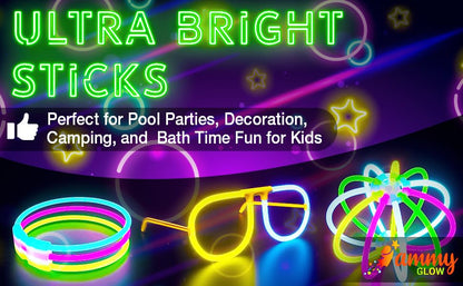 Glow Sticks Party Packs – 100 Glow in the Dark Party Supplies - Bracelets-Eye Glasses-Necklaces – Neon & Festival Accessories –Halloween Decorations- Kids Party Favors & Bag Fillers – 205 PCS