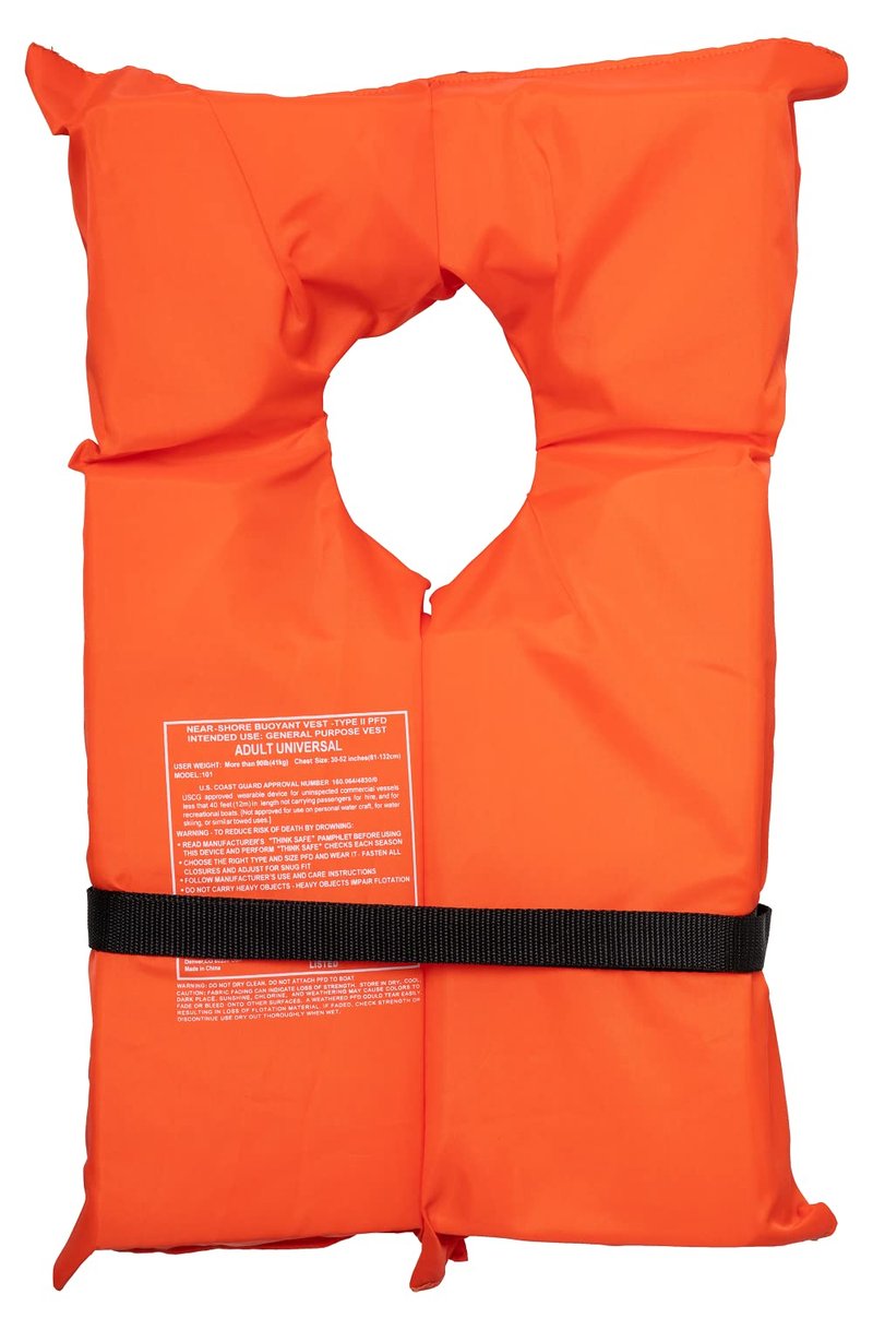 Airhead Adult Type II Life Jacket | US Coast Guard Approved | Comfortable Universal Fit, Boating Safety Compliant | Orange