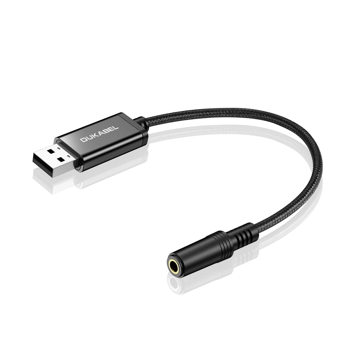 DUKABEL USB Headphone Adapter, External Sound Card with TRRS 4 Pole Jack, Mic-Supported USB to 3.5mm Audio Apdater for PC PS4 PS5 and More [9.8 inch]