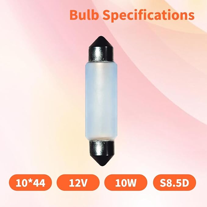 10 Pack Frosted Festoon Bulb Sv8.5-8 T3.25 10X44mm, 12V 10W Under Cabinet Light Bulb Xenon Festoon Light Bulb Dome Light Car Trunk Cargo Light Interior Door Light