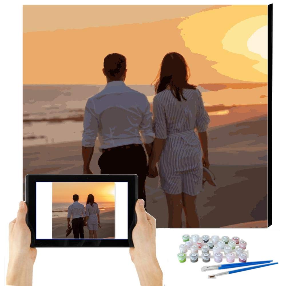 Personalised Paint by Numbers Photo Custom Paint by Numbers Kit，DIY Digital Paint by Numbers Kits for Children, Adult Beginners，Drawing Canvas with Brushes and Acrylic(40CM*50CM 36Colors No Frame）