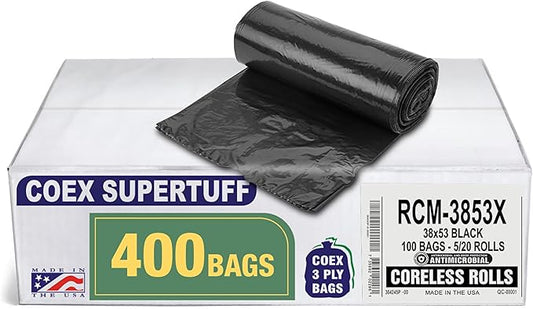 Aluf Plastics - 3 Ply Trash Bags, 44 Gallon, 1.5 Mil