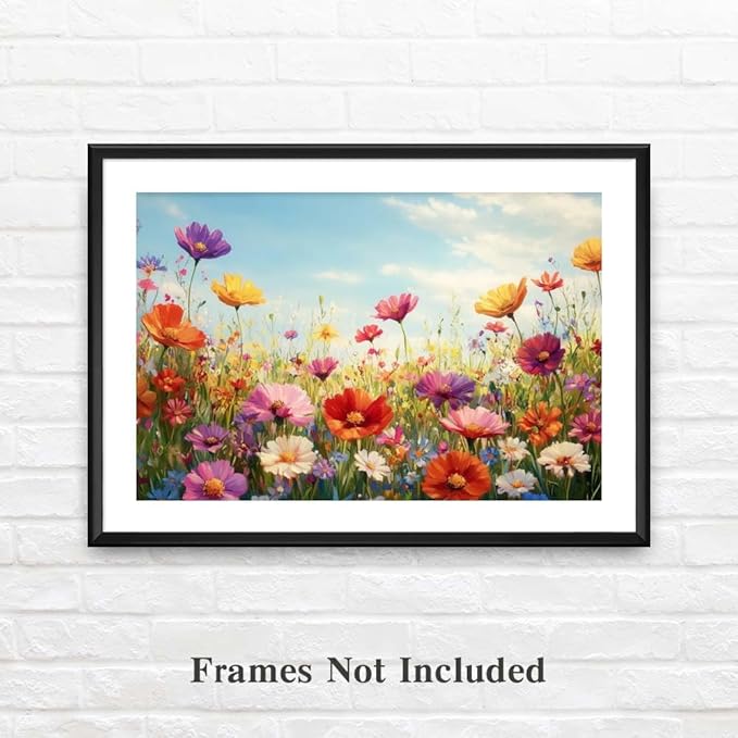 Yesad Colorful Wildflower Canvas Wall Art, Flowers Pictures Prints Printing Botanical Wall Art Floral Artwork Watercolor Flower Wall Décor for Living Room Bedroom Farmhouse (Unframed,36”x24”, Flower)
