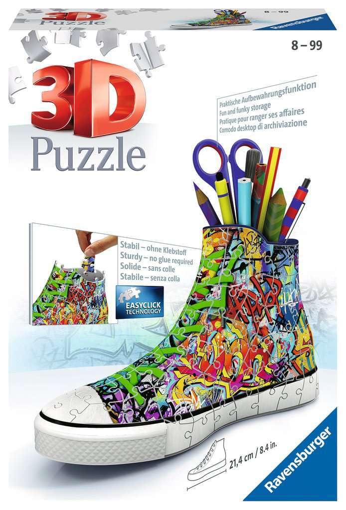 Ravensburger Graffiti Shoe 3D Jigsaw Puzzle for Kids Age 8 Years Up - 108 Pieces Pencil Pot - No Glue Required