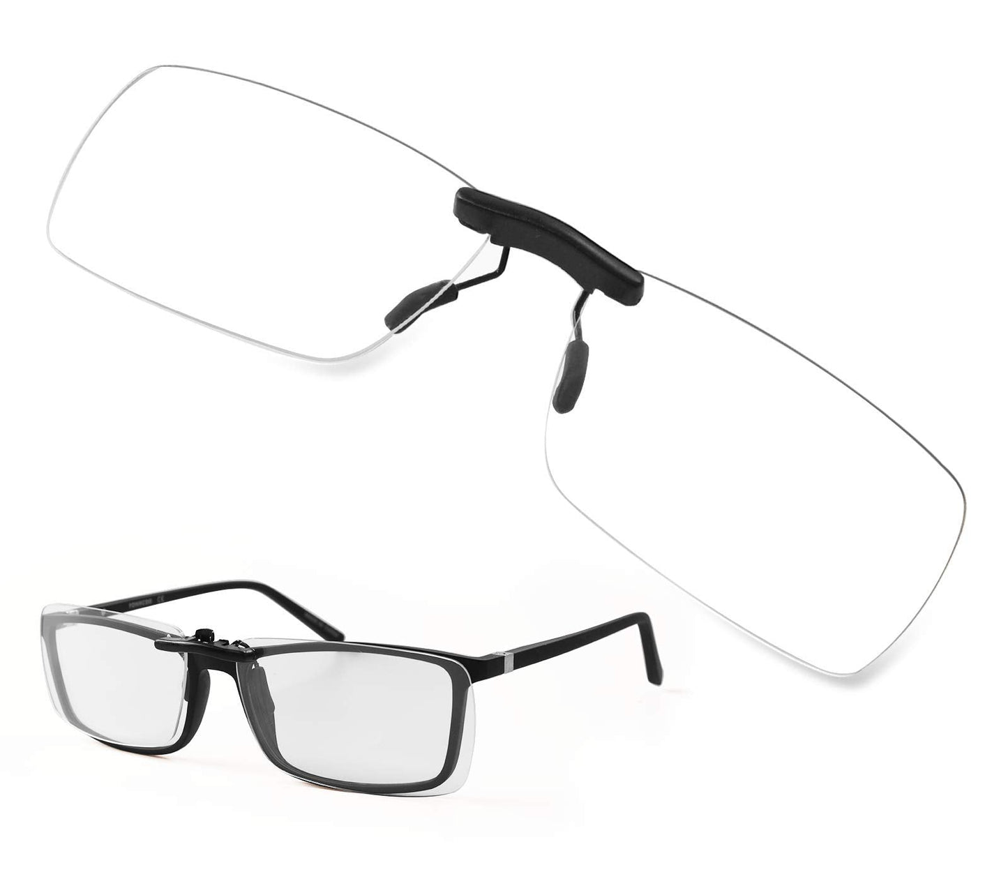 FONHCOO Clip on Blue Light Blocking Glasses Womens Mens Over Prescription Glasses Frameless Lens Anti Eyestrain Headaches UV Filter Computer Gamer Eyeglasses Transparent